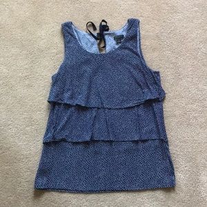 Ann Taylor navy blue polka dot top